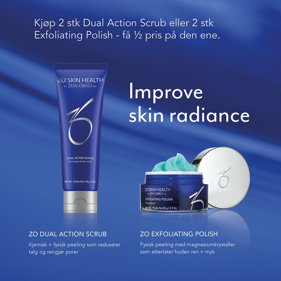 Kjøp Exfoliating Polish eller Dual Action Scrub og få 50% på nr. 2